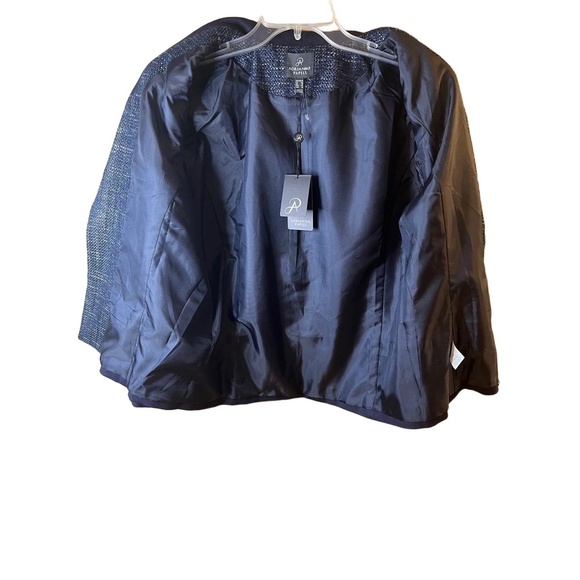 NWT Adrianna Papell Navy Blue Sparkle Open Front Long Sleeves Blazer Jacket 14 - Picture 5 of 10